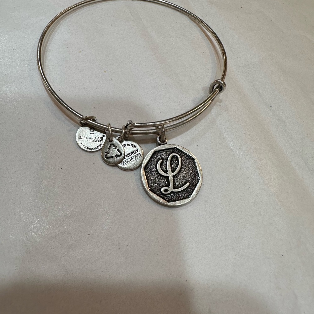 Alex and Ani Silver Initial Charm Bracelet